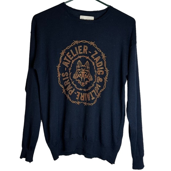 ZADIG & VOLTAIRE Merino Wool Sweater Kansas Bis Size XS Oversized WCMR1119F - Picture 2 of 12